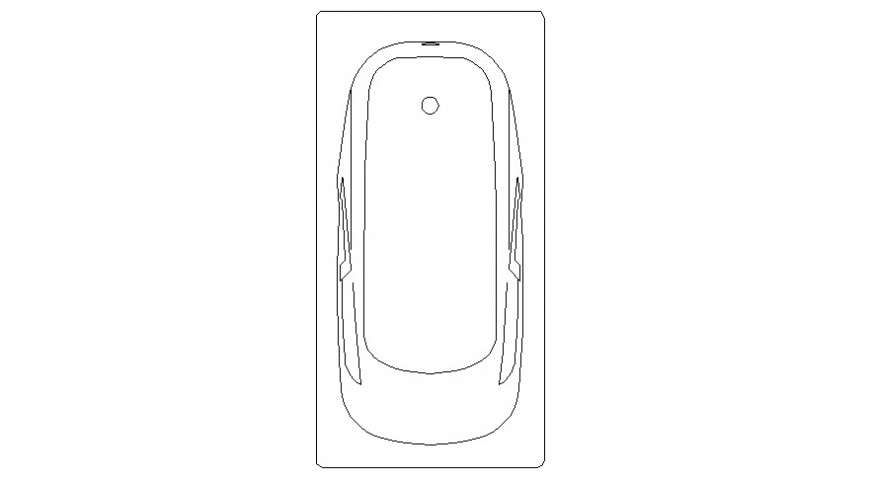 CAd drawings details of top view of washroom bath tub big - Cadbull